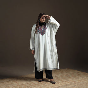 Kashmiri Sozni Hand Embroidered Handwoven Merino Wool Pheran 05