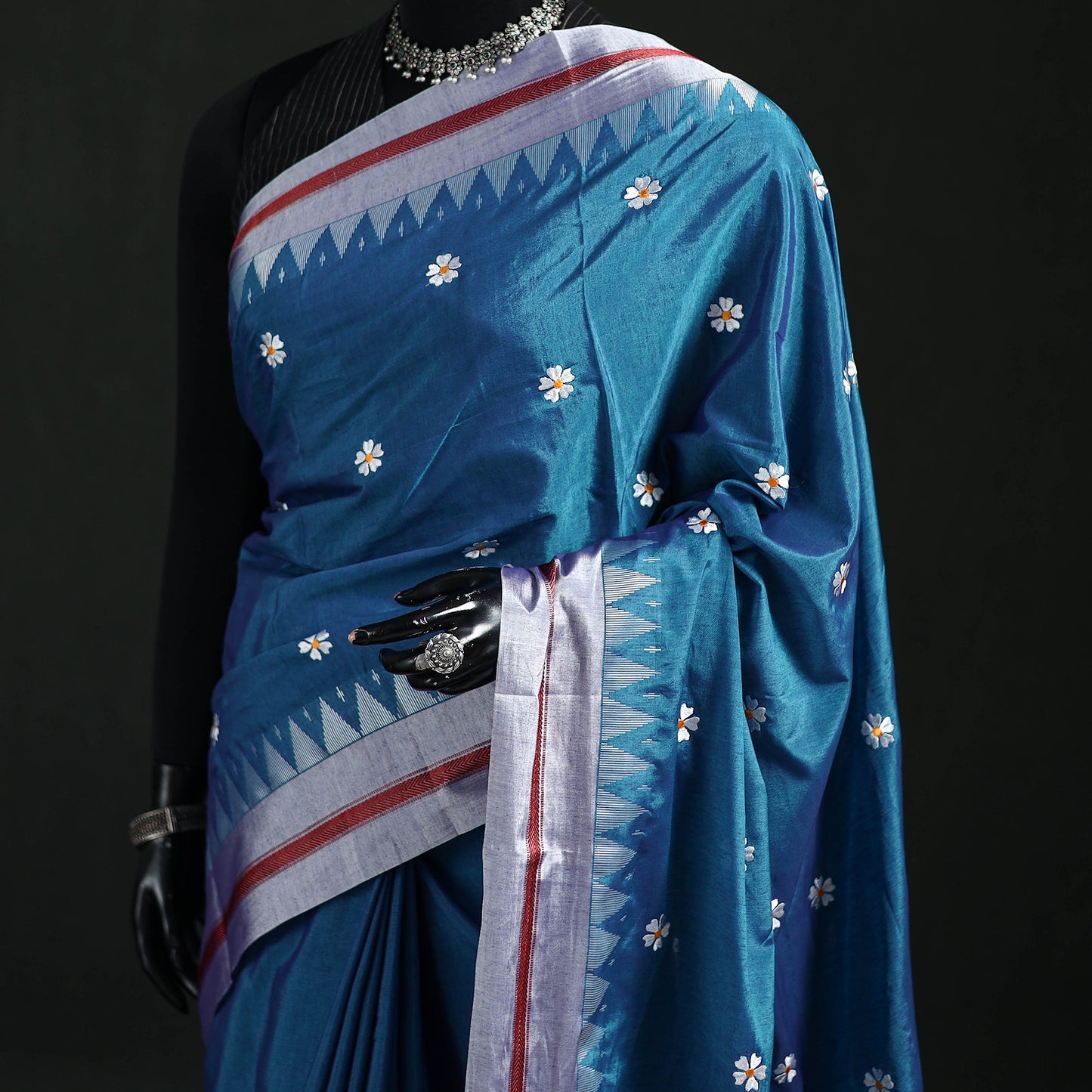 Ilkal Weave Thread Work Silk Cotton Saree with Chikki Paras Border 05