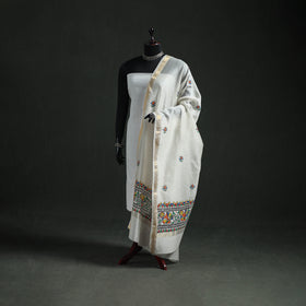 Handloom Chanderi Silk Handpainted Madhubani Dupatta with Zari Border 22