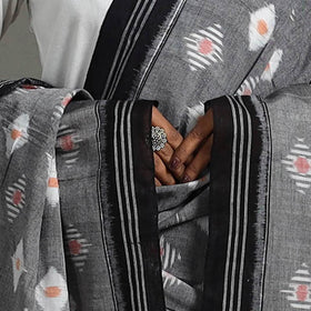 Grey - handloom cotton maniabandha ikat dupatta 27