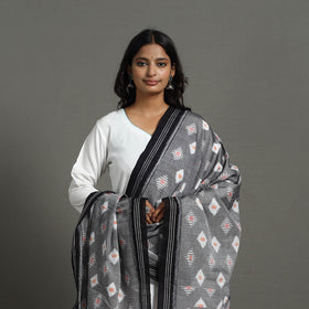Grey - handloom cotton maniabandha ikat dupatta 27