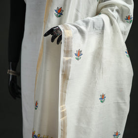 Handloom Chanderi Silk Handpainted Madhubani Dupatta with Zari Border 22