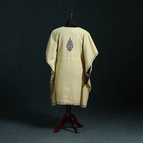 Yellow - Kashmiri Kashida Hand Embroidered Cotton Kaftan (Medium) 54