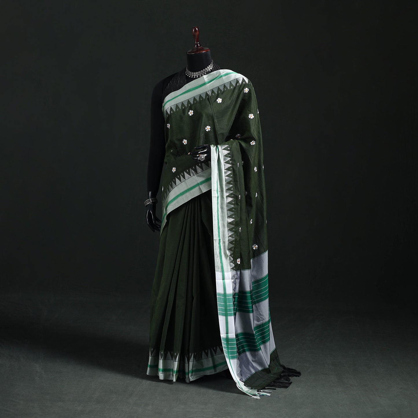 Ilkal Weave Thread Work Silk Cotton Saree with Chikki Paras Border 06