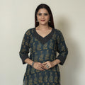 Buy Ajrakh Block Printed Mul Cotton Straight Kurta for Women