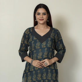 Buy Ajrakh Block Printed Mul Cotton Straight Kurta for Women