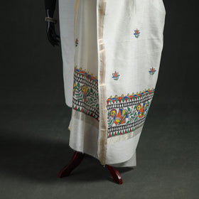 Handloom Chanderi Silk Handpainted Madhubani Dupatta with Zari Border 22