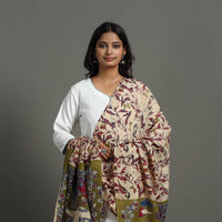 Beige - Printed Silk Cotton Kalamkari Dupatta 28