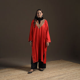 Kashmiri Sozni Hand Embroidered Handwoven Merino Wool Pheran 06