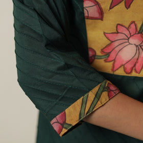 Buy Srikalahasti Kalamkari Patchwork Pintuck Plain Cotton Short Kurta 07 Online at iTokri.com