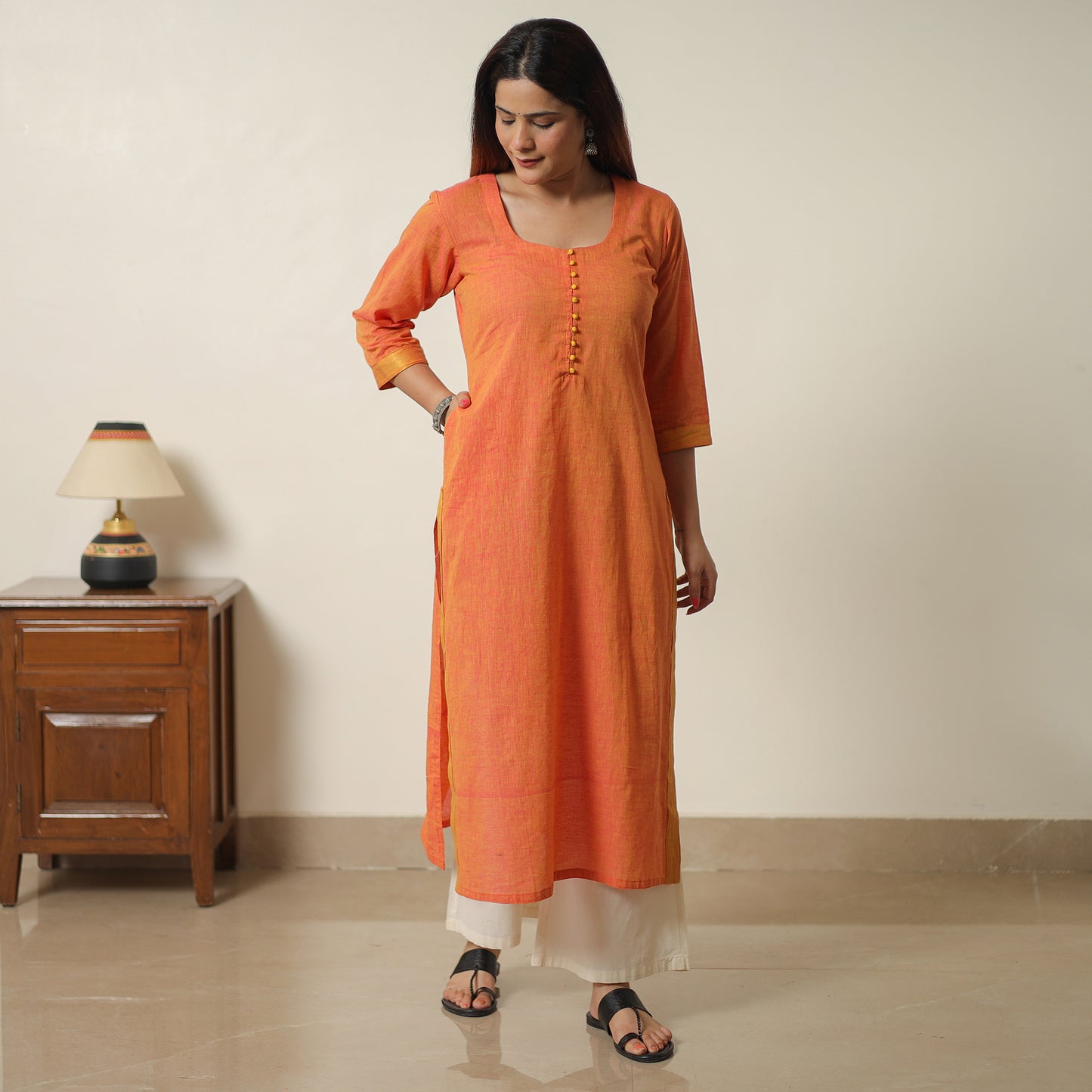 Orange Peel - Dharwad Cotton Straight Kurta 05