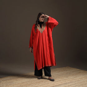 Kashmiri Sozni Hand Embroidered Handwoven Merino Wool Pheran 06