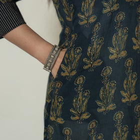 Buy Ajrakh Block Printed Mul Cotton Straight Kurta for Women