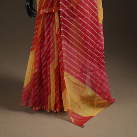 Multicolor - Kota Doria Cotton Leheriya Tie-Dye Saree with Blouse Piece & Earrings 03