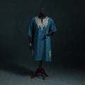 Blue - Kashmiri Kashida Hand Embroidered Cotton Kaftan (Medium) 56