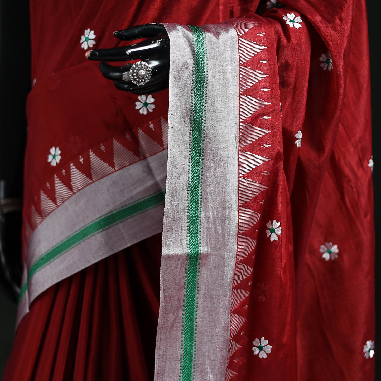 Ilkal Weave Thread Work Silk Cotton Saree with Chikki Paras Border 07