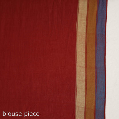 Orange - Kutch Bhujodi Weaving Handwoven Organic Kala Cotton Saree with Tassels
