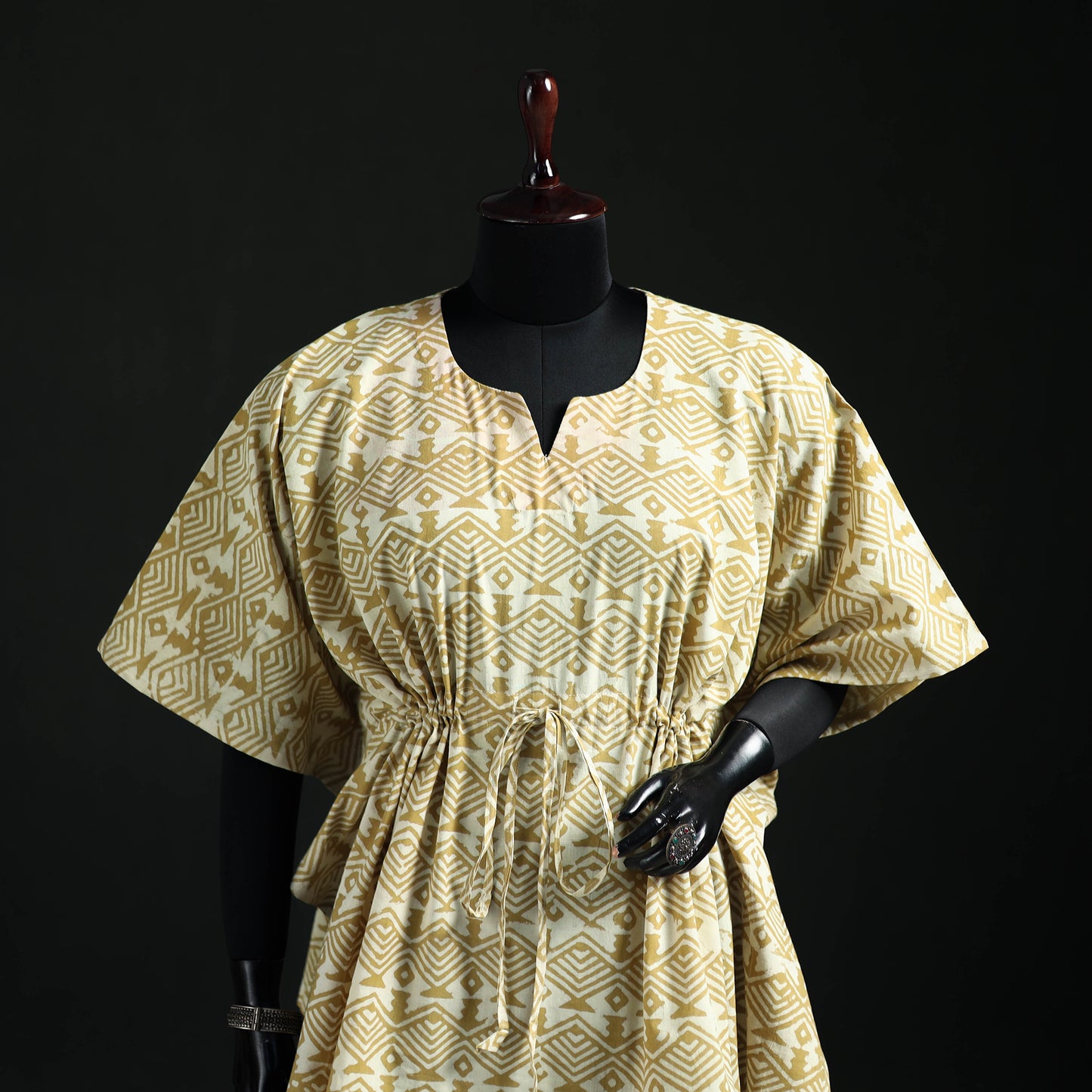 Akola Hand Block Print Natural Dyed Cotton Kaftan (Short) 46