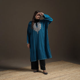 Kashmiri Sozni Hand Embroidered Handwoven Merino Wool Pheran 07