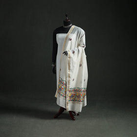 Handloom Chanderi Silk Handpainted Madhubani Dupatta with Zari Border 25