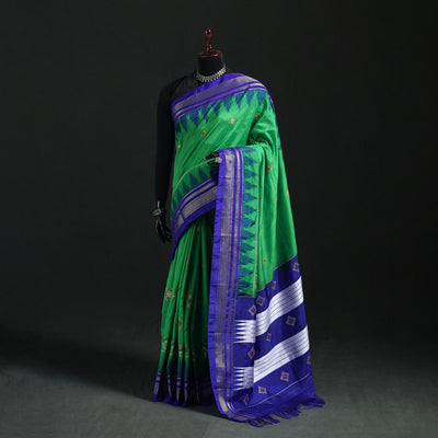 Ilkal Weave Kasuti Work Silk Cotton Zari Border Saree with Blouse Piece 08