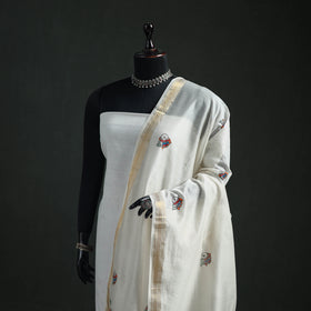 Handloom Chanderi Silk Handpainted Madhubani Dupatta with Zari Border 25