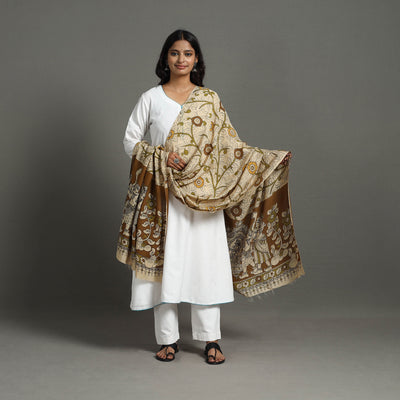 Beige - Printed Silk Cotton Kalamkari Dupatta 31