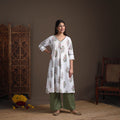 Gota Work Floral Sanganeri Block Print Cotton A-Line Long Kurta for Women 13