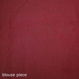 Pink - Nazaakat Kota Doria Cotton Plain Saree with Blouse Piece & Earrings 04