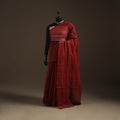 Maroon - Nazaakat Kota Doria Cotton Plain Saree with Blouse Piece & Earrings 05