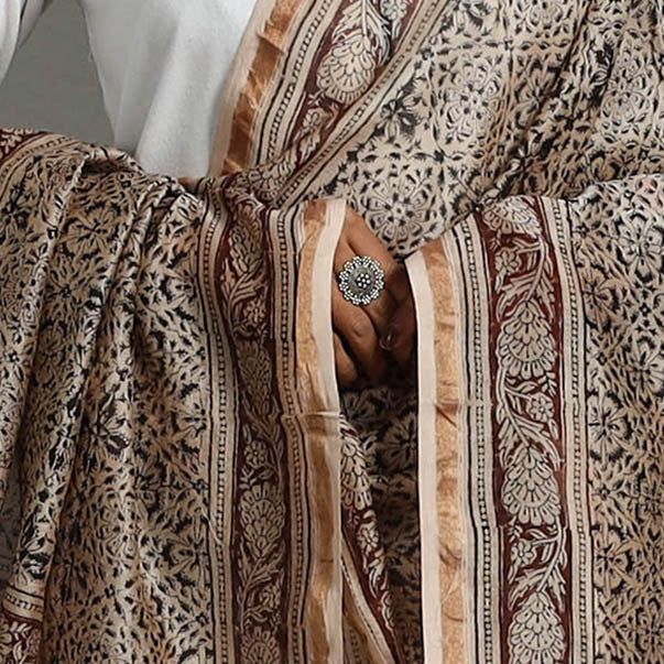 Brown - Chanderi Silk Handloom Kalamkari Print Dupatta 32