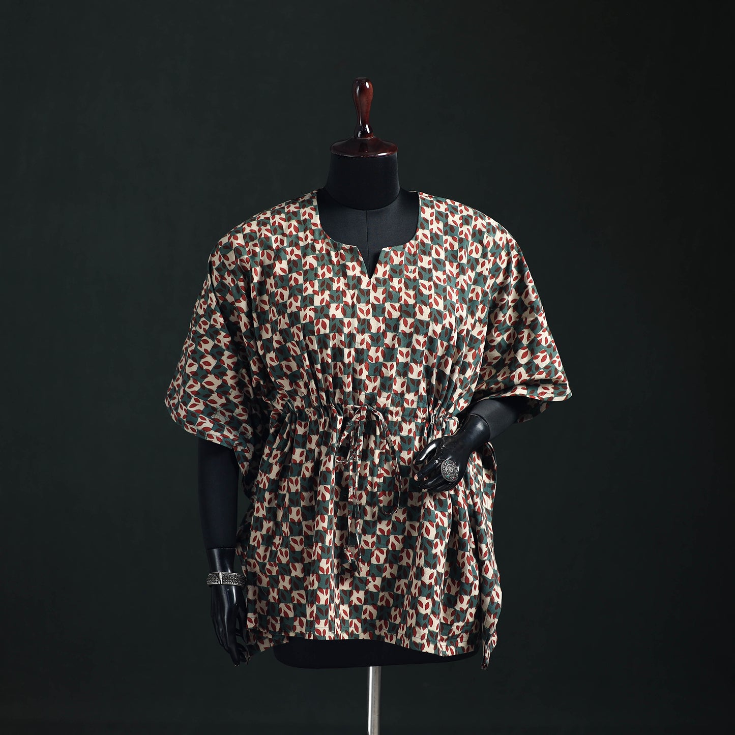 Akola Hand Block Print Natural Dyed Cotton Kaftan (Short) 48