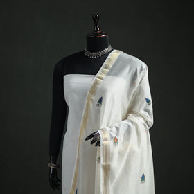 Handloom Chanderi Silk Handpainted Madhubani Dupatta with Zari Border 27