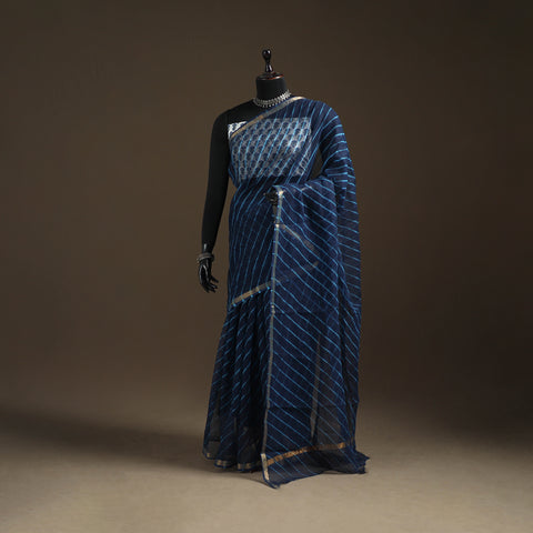 Nazaakat Kota Doria Cotton Plain Saree with Blouse Piece & Earrings 06