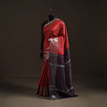 Red - Traditional Pochampally Ikat Handwoven Pure Silk Pattu Saree with Rudraksha Border 17