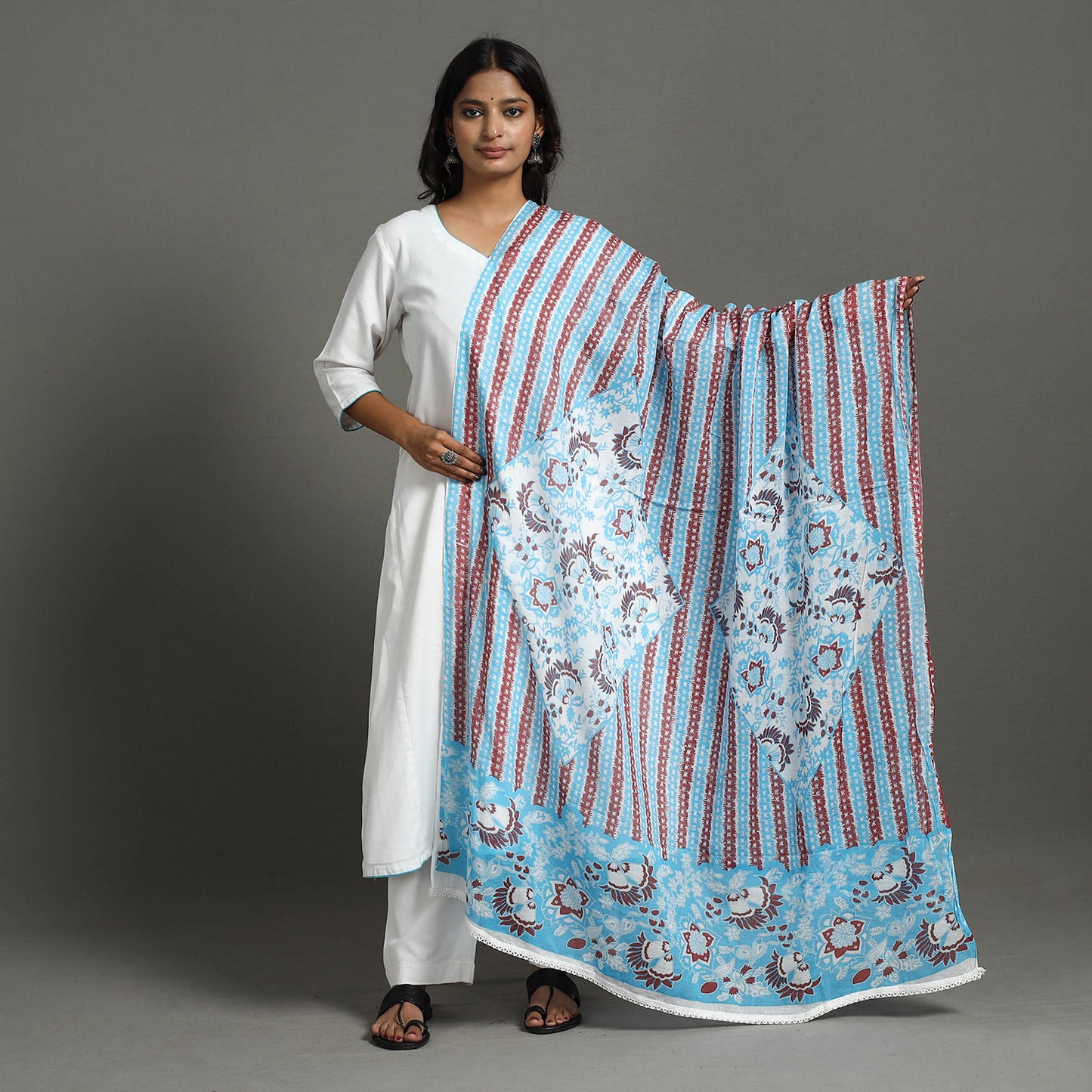 Blue - Jaipur Printed Cotton Dupatta 34