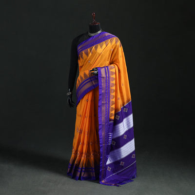 Ilkal Weave Kasuti Work Silk Cotton Zari Border Saree with Blouse Piece 10