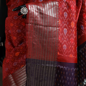 Red - Traditional Pochampally Ikat Handwoven Pure Silk Pattu Saree with Rudraksha Border 17