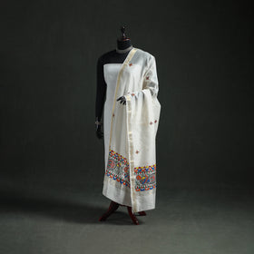 Handloom Chanderi Silk Handpainted Madhubani Dupatta with Zari Border 28