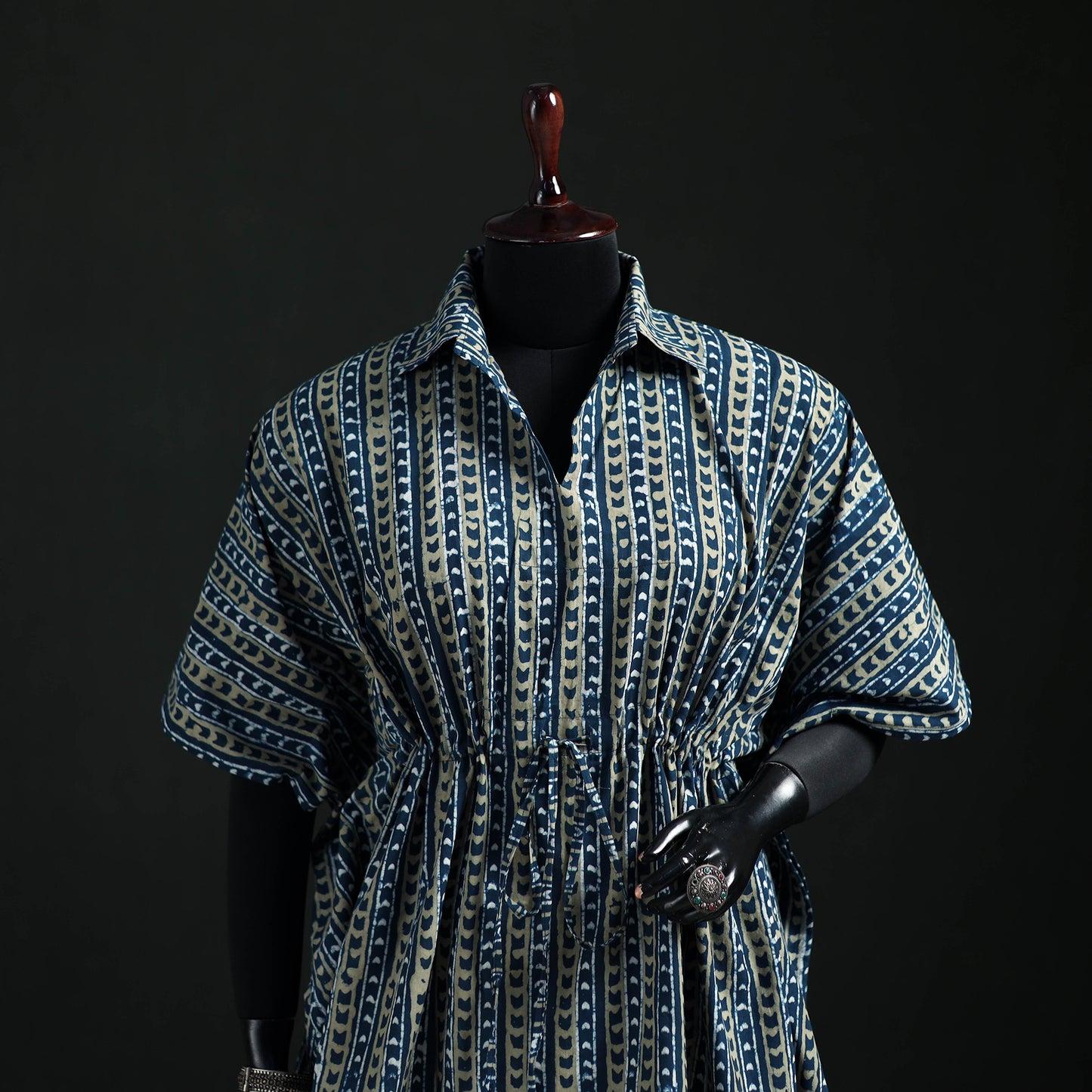 Akola Hand Block Print Natural Dyed Cotton Kaftan (Short) 49
