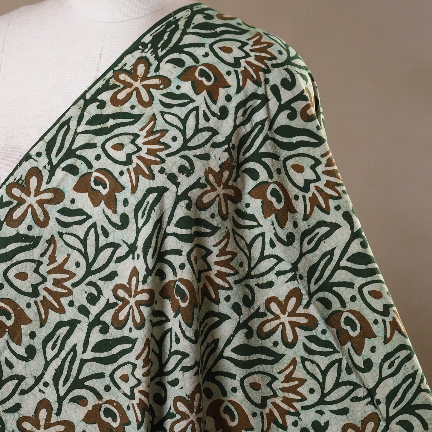 Green - kutch batik cotton fabric 02 - handcrafted