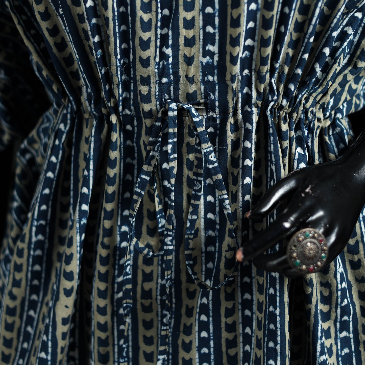 Akola Hand Block Print Natural Dyed Cotton Kaftan (Short) 49