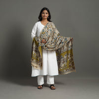 Beige- Printed Silk Cotton Kalamkari Dupatta 35