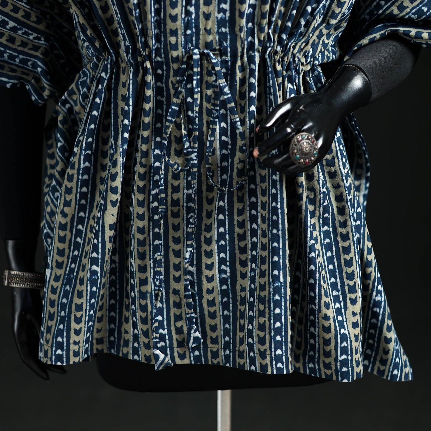 Akola Hand Block Print Natural Dyed Cotton Kaftan (Short) 49