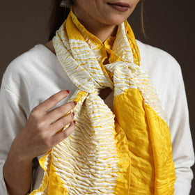 Yellow - tie & dye gajji silk shibori stole 08 - handcrafted