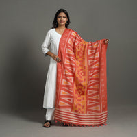 Red - Handloom Cotton Maniabandha Ikat Dupatta 36