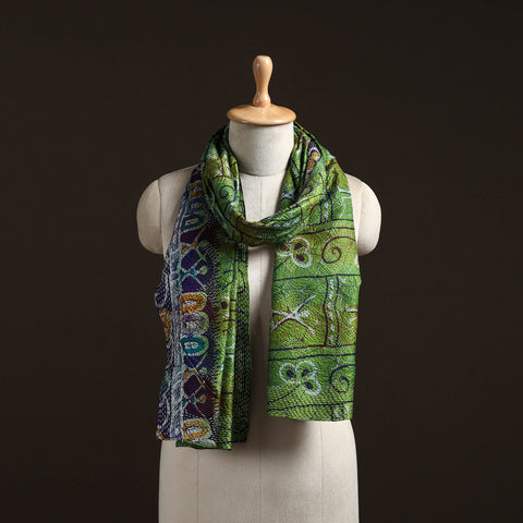 Reversible Silk Bengal Hand Kantha Stitch Stole 100