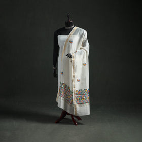 Handloom Chanderi Silk Handpainted Madhubani Dupatta with Zari Border 29