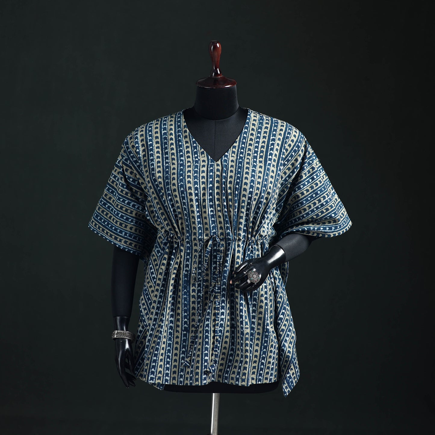 Akola Hand Block Print Natural Dyed Cotton Kaftan (Short) 50