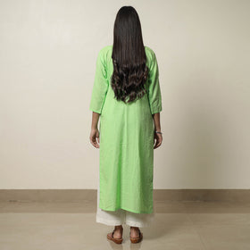 Buy Plain Running Stitch Cotton Pintuck Long Straight Kurta 10 Online at iTokri.com
